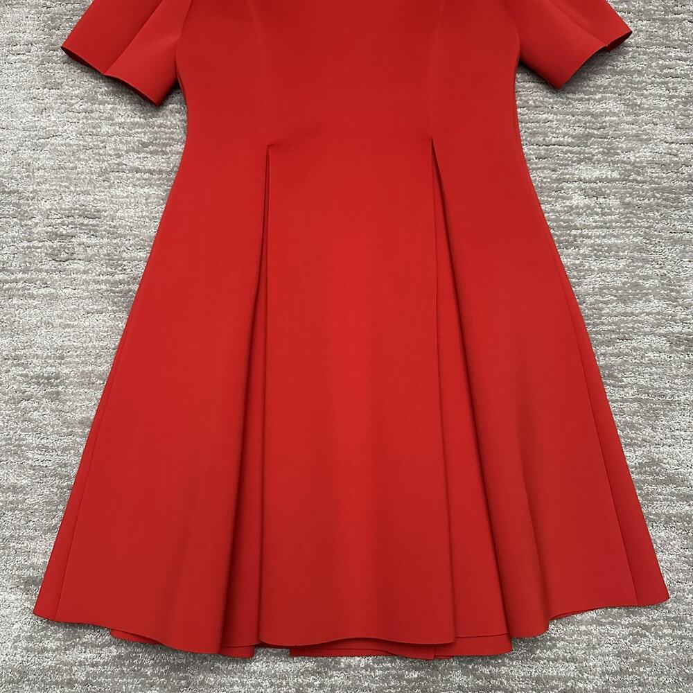 Badgley Mischka Dress Womens 16 Red Fit & Flare Jacket Pleated Short Sleeve - Picture 6 of 13